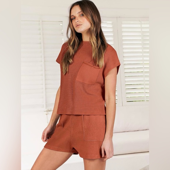 ANRABESS Women's Two Piece Summer Outfits Knit Sweater Short Set Size Small - Picture 5 of 9